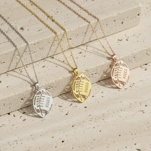Sterling Silver Football Necklace: Personalized Name & Number, Sports Jewelry image 2