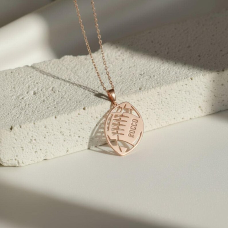 Sterling Silver Football Necklace: Personalized Name & Number, Sports Jewelry image 8