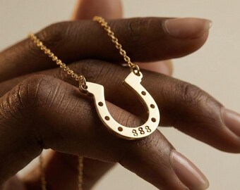 Collana personalizzata con nome a forma di ferro di cavallo – Gioielli portafortuna personalizzati in argento sterling 925