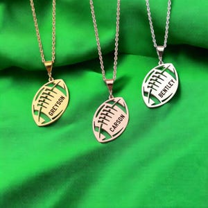 Sterling Silver Football Necklace: Personalized Name & Number, Sports Jewelry image 14
