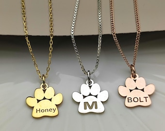 Custom Dog Paw Initial Necklace, Pet Friendly Gift for Mom, Initial Necklace for Women, Dog Paw Necklace, Pet Gift, Christmas Gift for Her