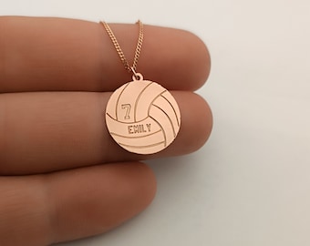 Personalized Volleyball Necklace, Sterling Silver, Name and Number