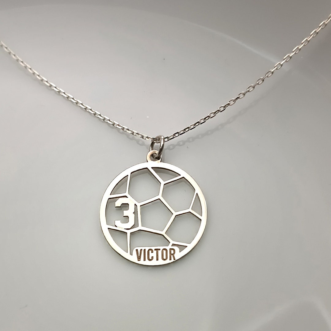 Soccer Ball Pendant sport Necklace Personalized 925 Sterling Silver Sports Gift Unique Pendant
