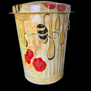 Hand Painted 20gal. Metal Garbage/Trash Cans with Lid