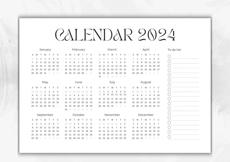 Calendrier 2024 imprimable Etsy France