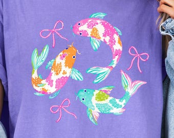 Preppy Fish PNG, Koi Fish, Coastal Fish PNG, Beach Fish Clipart, Cute Summer, Girly Ocean Clipart, Girly Beach Png, Preppy Stripped Graphic