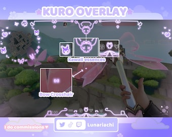 Kurochan Twitch Overlay: Pastel Kawaii Valorant Stream HUD (Digital Download)