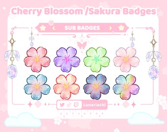 Sakura Cherry Blossom Twitch Sub-badges | Kleurrijke badges (directe download)