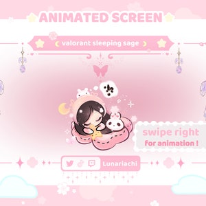 Superposition de caméras twitch valorant | fond d'écran animé lapin, sakura | décor de ruisseau de fleurs | Couverture de la carte pour votre stream