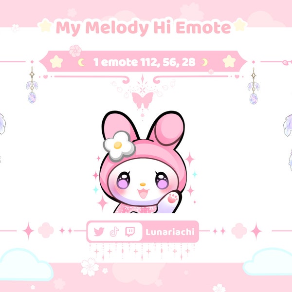 Cute kawaii Bunny Melodyy HI Emote | Twitch, Discord, Youtube