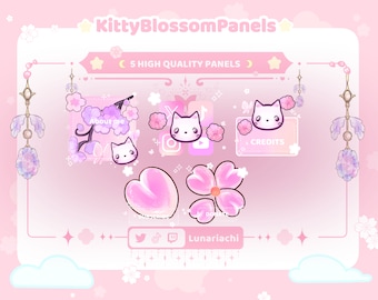 Paneles de Twitch de Sakura Kitty: Recursos de transmisión de Chibi