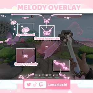 Melochan Pink Ribbon Valorant Overlay | Customizable Kawaii HUD Valorant game | Pastel Stream Design for Twitch & OBS | Valorant emotes