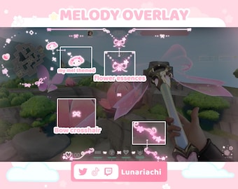Melochan Pink Ribbon Valorant Overlay | Anpassbares Kawaii HUD Valorant Spiel | Pastel Stream Design für Twitch & OBS | Valorant Emotes