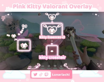 Superposición de Valorant de Kawaii Kitty: Diseño pastel para Twitch (Descarga digital)