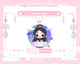 Teclado animado Valorant Sage: Superposición de transmisión Kawaii (Descarga digital)