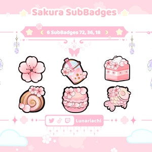 Sakura/Cherry Blossom Dessert Sub Badges for Twitch/YouTube/Discord | Bit Badges | Twitch Sub Badges | Discord Roles