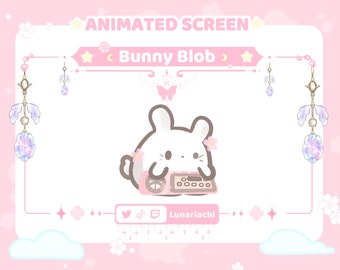 Kawaii Animated Bunny Blob: Stream Emote (GIF MOV)