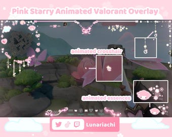Melochan Pink Valorant Overlay | Anpassbares Kawaii HUD Valorant Spiel | Pastel Stream Design für Twitch & OBS | Valorant Emotes animiert