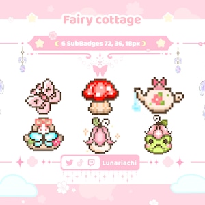 Twitch、YouTube、Discord用のFairycore Cottageサブバッジ