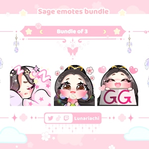 Valorant Sage Twitch Emotes Cute Bundle of 3 | Twitch, Discord, YouTube