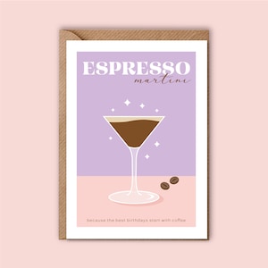 Cocktail Happy Birthday Card / Espresso Martini / Caffè First / Amico / Alcol / Bevanda / Scherzo / I giorni migliori iniziano con il caffè
