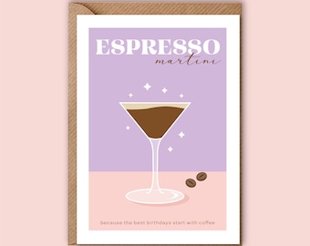 Espresso Martini Geburtstagskarte: Kaffeeliebhaber Geschenk
