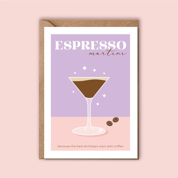 Cocktail Happy Birthday Card | Espresso Martini | Coffee First | Friend | Alcohol | Drink | Joke | The Best Days Start With Coffee