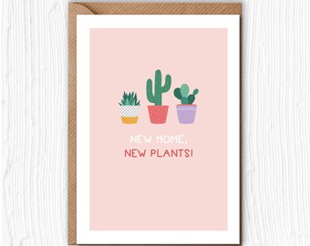 New Home, New Plants Card | Happy New Home | Cute | Plants | New Home | Congratulations | Gift | Friend | Family