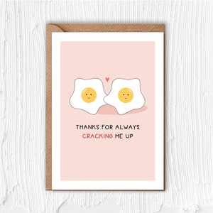 ¡Gracias por hacerme reír siempre! / Linda tarjeta con forma de huevo / Chiste con forma de huevo / Alguien especial / Amor / Aniversario / Pareja / San Valentín / Relación