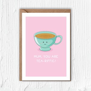 Mamá, eres una fanática del té / Tarjeta / Día de la Madre / Mamá / Cumpleaños / Lindo / Taza de té / Bebida caliente / Fantástico / Tarjeta para mamá / Amor / Familia