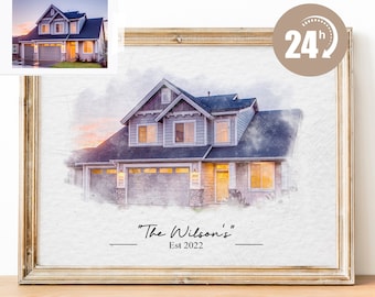 Custom Watercolor House Portrait,Watercolor House Painting,Personalized Housewarming Gift,First Home Gift,Realtor Closing Gift,Home Portrait
