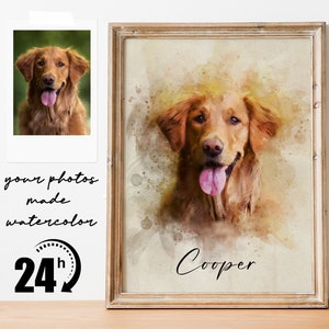 Personalized Watercolor Dog Portrait from Photo, Dog Portrait, Loss of Dog Cat Pet Gift Memorial, Painting from Photo, Pet Portrait Custom