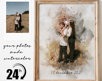 Our First Date Watercolor | Custom Couple Art | Couple Portrait from Photo | Anniversary Gift | Hand-Painted Memory | Valentines Gift