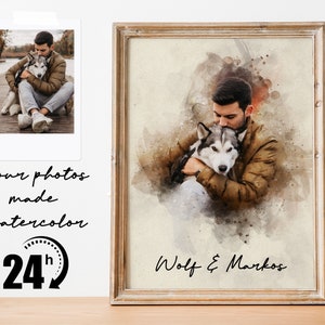Personalized Watercolor Dog Portrait from Photo, Dog Portrait, Loss of Dog Cat Pet Gift Memorial, Painting from Photo, Pet Portrait Custom
