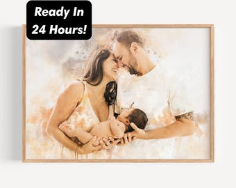 Pittura digitale personalizzata ad acquerello e schizzo, modifica grafica, regalo personalizzato, ritratto da foto, regalo di anniversario, regali fotografici