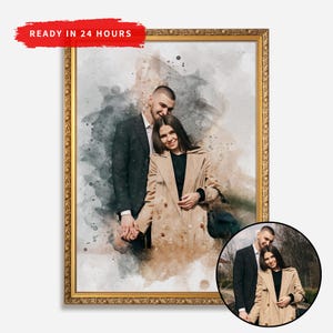 Watercolor Portrait from Photo | Personalized Couple Art | Hand-Painted Keepsake | Custom Gift for Valentines Day for Her