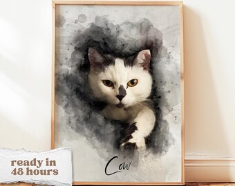 Benutzerdefinierte Katzenportrait | Aquarell Pet Art vom Foto | Personalisierte Haustier Erinnerungsgeschenk | Haustier Andenken Illustration