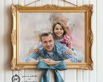 Watercolor Portrait for Dad | Father's Day Custom Gift From Kids | Digital Family Painting | First Fathers Day | Dad Portrait from Photo