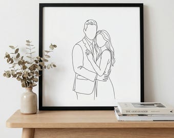 Custom Faceless Line Drawing Portrait, Personalized Minimal Line Art Illustration from Photo, Digital File for Wall Art or Tattoo