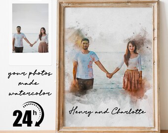 Handmade Watercolor Love Story | Custom Couple Illustration | First Date Sketch | Wedding Gift | Valentines Gift Portrait