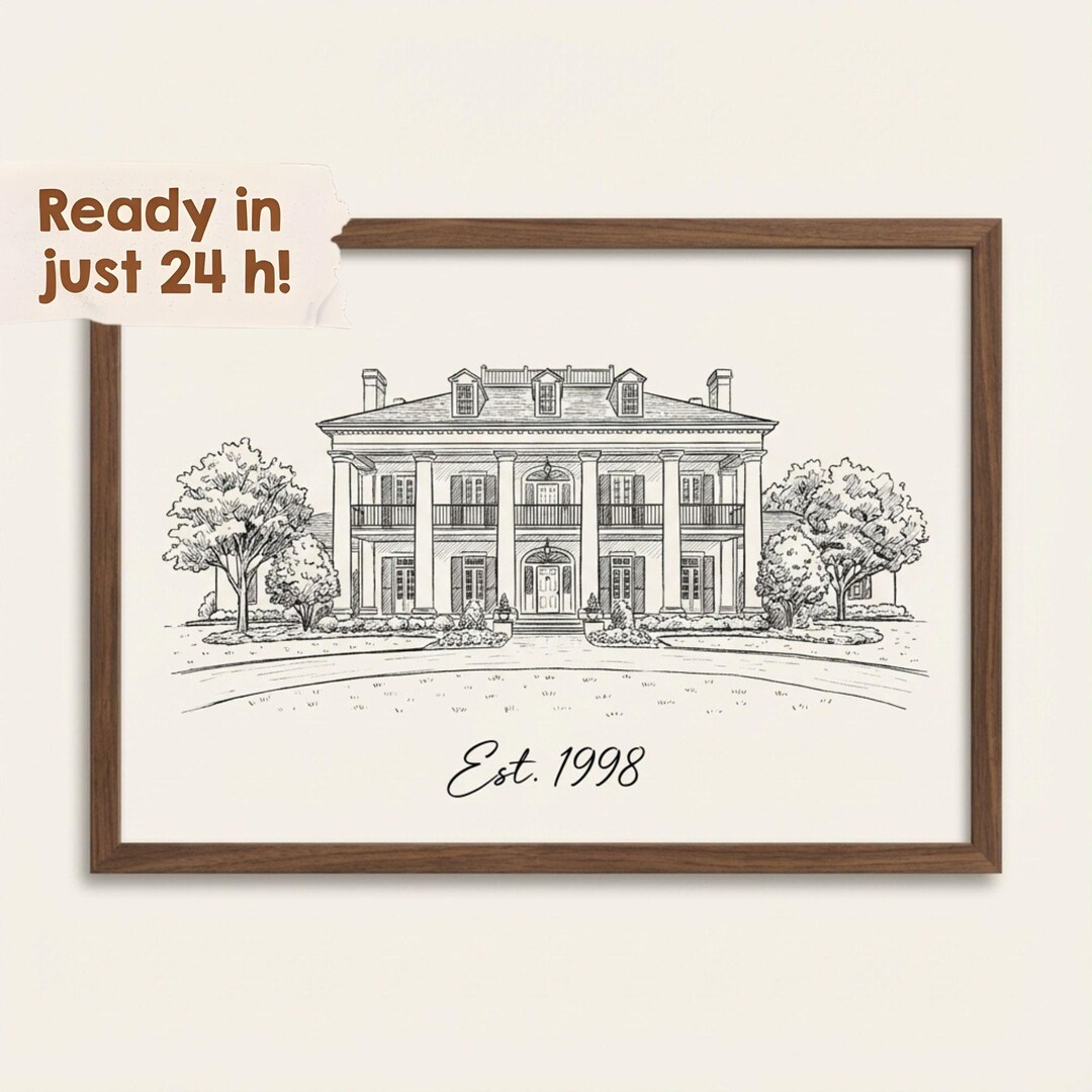 Custom House Portrait From Photo | Digital Hand Drawn Home Sketch ...