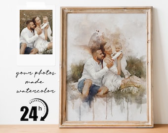Personalisiertes Familienaquarellporträt, individuelle handgemalte Familienkunst, Einzigartiges Familiengeschenk vom Foto, Familienandenken-Kunst, Familienporträt