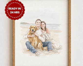 Custom Engagement Portrait, Watercolor Couple Painting, Proposal Gift, Personalized Couples Artwork, Valentine’s Day Gift