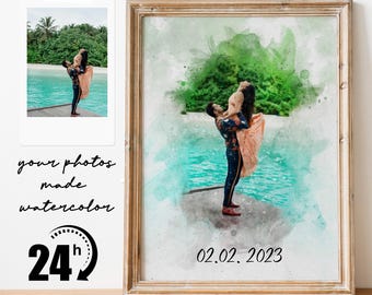 Custom Couple Artwork | First Date Watercolor | Personalized Anniversary Gift | Hand-Painted Couple Portrait | Valentines Gift