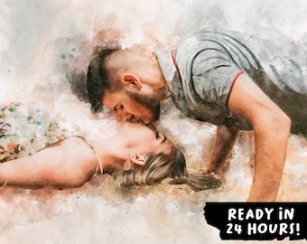 Pittura digitale personalizzata ad acquerello e schizzo, modifica grafica, regalo personalizzato, ritratto da foto, regalo di anniversario, regali fotografici