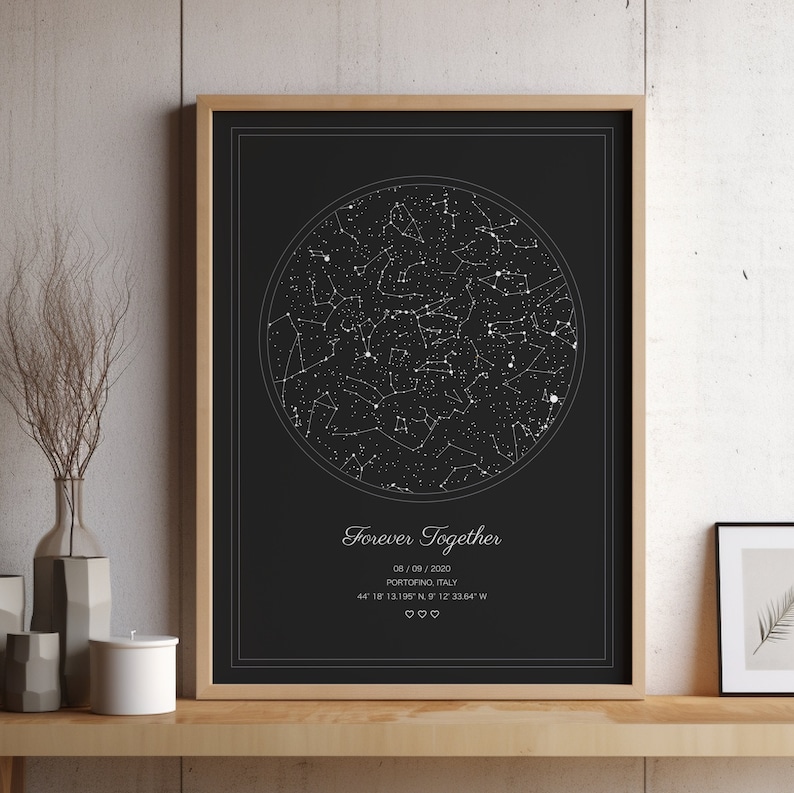 Custom Star Map Print, Night Sky Wall Art Poster, Constellation Print ...