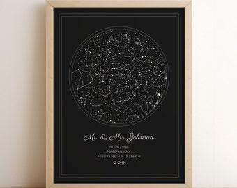 Digital Custom Star Map Print, Night We Met 2nd Anniversary Gift, Personalised Wedding Poster, Constellation Wall Art, Night Sky Print