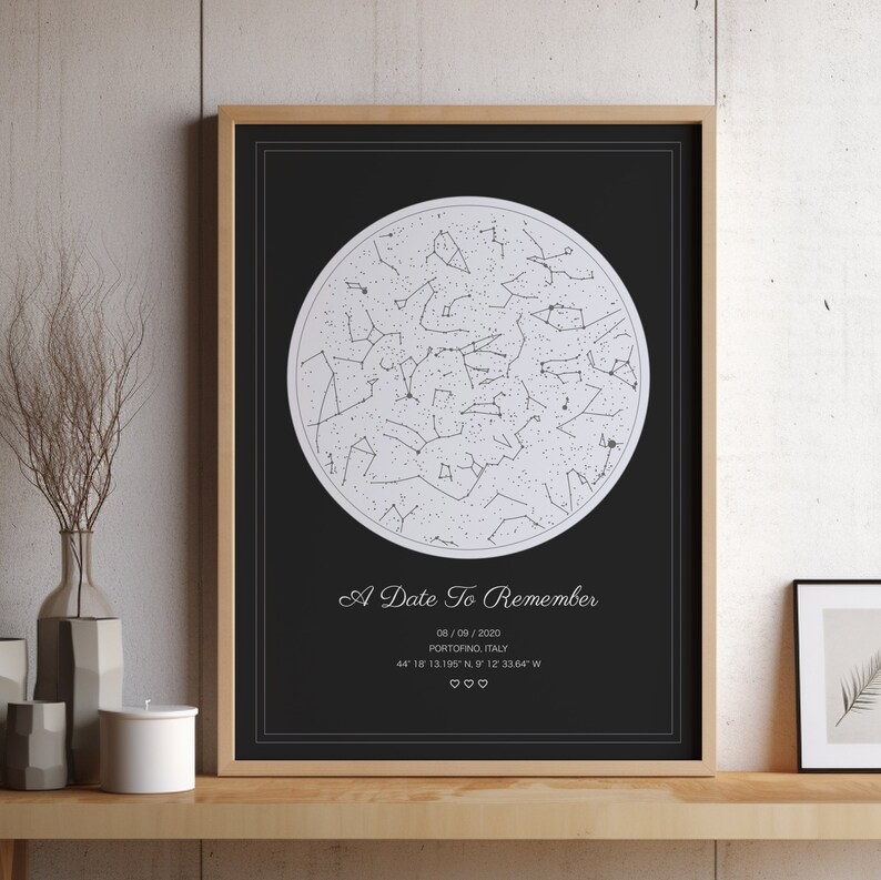 Digital Custom Star Map by Date, Printable Sky Chart, Anniversary Gift