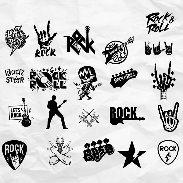 21 bundle, Rock and Roll Svg Bundle Clipart - Rock'n Roll, Guitar - Svg Png Eps Pdf - Svg Files For Cricut - Digital Download