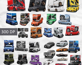 30 Sport Car Streetwear Designs, truck png, T-shirt Design bundle, Streetwear Designs, jdm Design, Urban Shirt designs, Graphics shirt